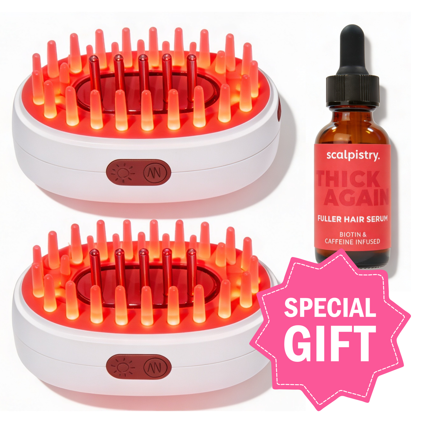 2 Hair Combs + Growth-Boosting Serum